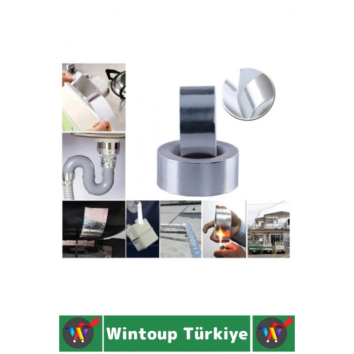 #FolyoBant Su Isıya Dayanıklı Soba Boru Tamir Yama Güçlü Alüminyum Yanmaz Folyo Bant 20 Metre 3 Adet