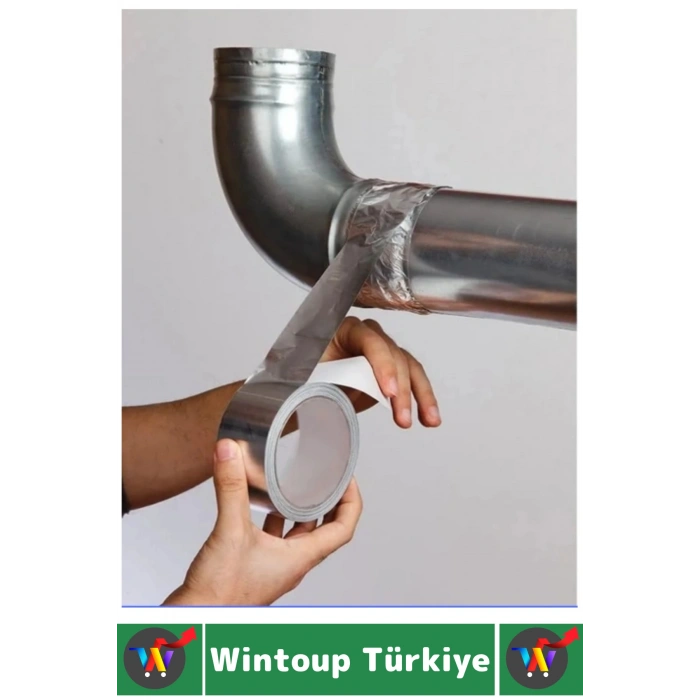 #FolyoBant Isıya Dayanıklı Soba Boru Tamir Yama Güçlü Alüminyum Yanmaz Folyo Bant 20 Metre 10 Adet
