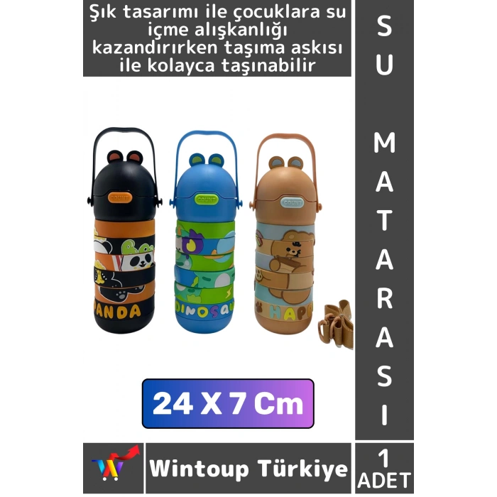 #SuMatarası Ofis Okul Çocuk Su İçme Alışkanlığı Şık Eğitici Puzzle Yapboz Pipetli Askılı Su Matarası