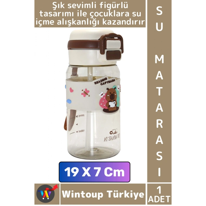 #SuMatarası Ofis Okul Çocuk Spor Su İçme Alışkanlığı Şık Sevimli Desenli Silikon Kılıflı Su Matarası