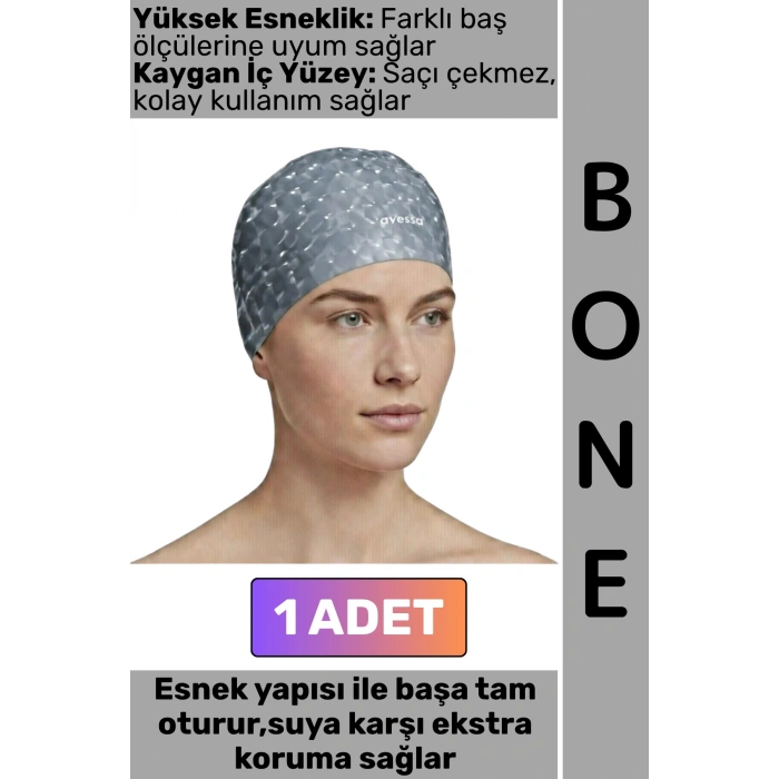 #Bone Konforlu Esnek Yumuşak Havuz Deniz Yüzme Kaygan İç Yüzey Çok Şık Kulağa Su Geçirmez Saç Bonesi