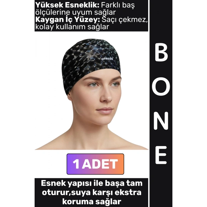 #Bone Konforlu Esnek Yumuşak Havuz Deniz Yüzme Kaygan İç Yüzey Çok Şık Kulağa Su Geçirmez Saç Bonesi