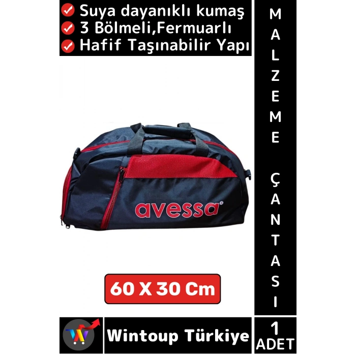 #Çanta Suya Dayanıklı Kumaş Spor Okul Futbol Antrenman 3 Bölmeli Fermuarlı Malzeme Çantası 60X30 Cm