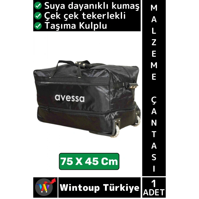 #Çanta Suya Dayanıklı Kumaş Spor Okul Futbol Antrenman Çek Çek Tekerlekli Malzeme Çantası 75 X 45 Cm