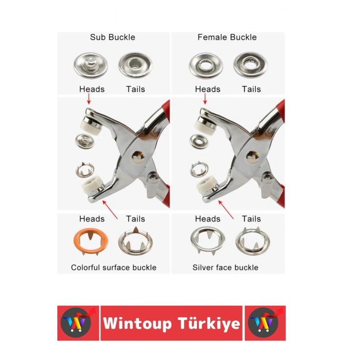 #DüğmePensesi Dikiş Çanta Giysi Ayakkabı Tekstil Sabitleme Onarım Metal Çıtçıt Pensesi Düğme Seti