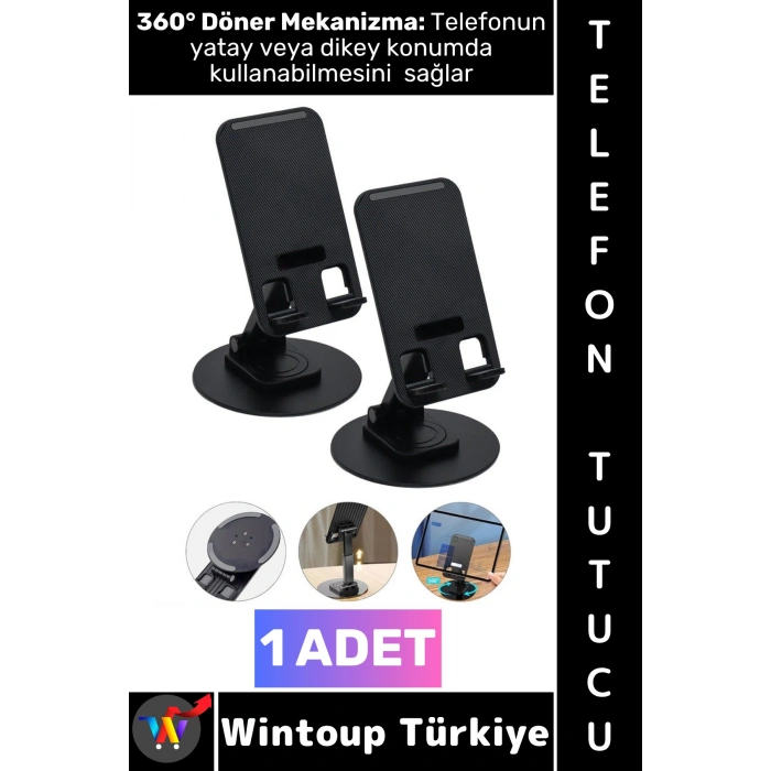 #TelefonTutucu 360 Derece Döner Telefon Kolay Şarj Edebilme Kablo Geçirme Hazneli Şık Telefon Tutucu