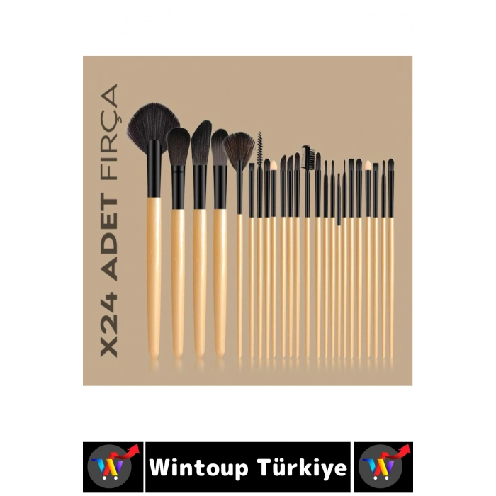#MakyajSeti Profesyonel Cilt Yüz Göz Dudak Kaş Kontür Eyeliner Çantalı Makyaj Fırçası Seti 24 Parça
