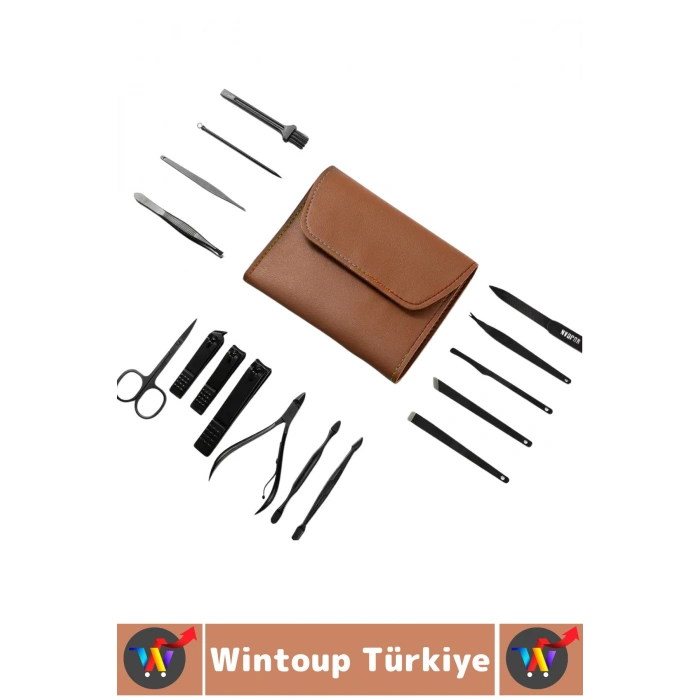 #TırnakBakım Profesyonel Kişisel Kaş El Ayak Tırnak Bakım Şık Çantalı Manikür Pedikür Seti 16 Parça