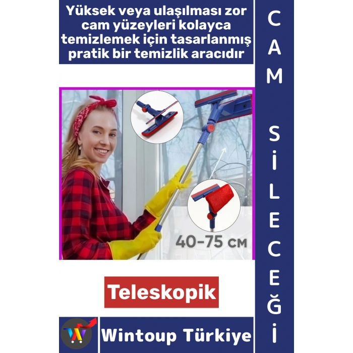 #CamSileceği Ev Ofis Oto Bakım Köşe Kenar Zor Nokta Oynar Başlıklı Teleskopik Çekçekli Cam Sileceği