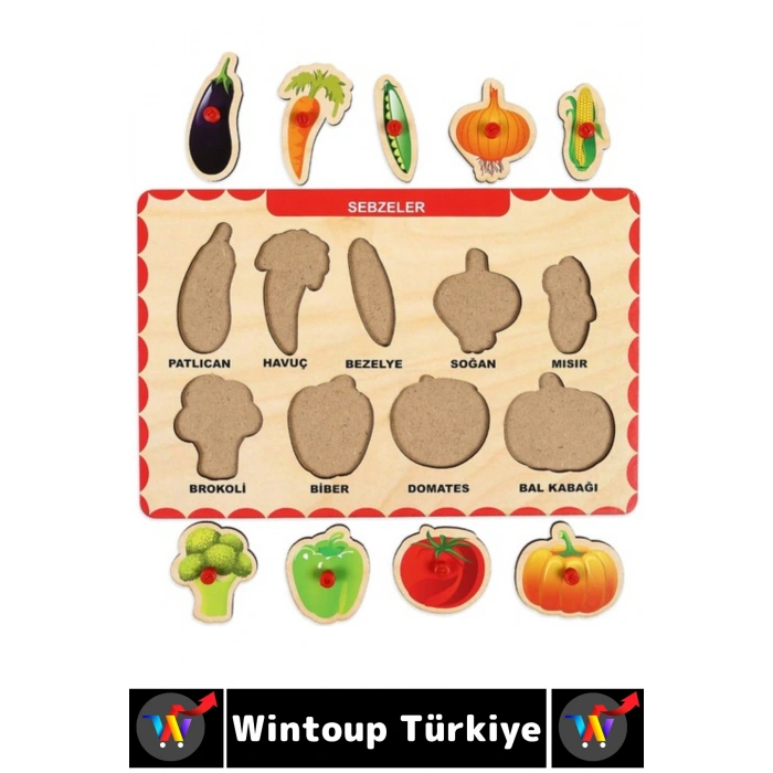 #Puzzle Eğitici Görsel Algı Meyve Sebze Geometrik Şekiller Sayılar Tanıma Ahşap Tutmalı Puzzle Seti
