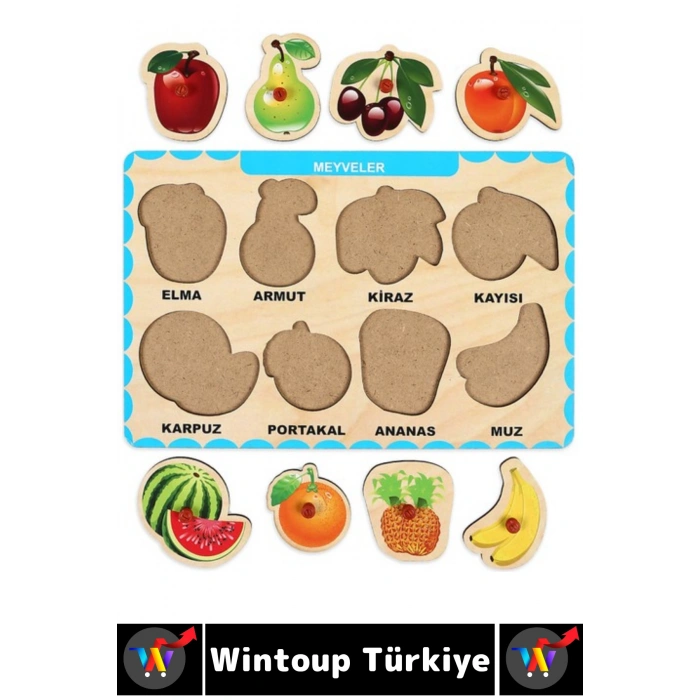 #Puzzle Eğitici Görsel Algı Meyve Sebze Geometrik Şekiller Sayılar Tanıma Ahşap Tutmalı Puzzle Seti