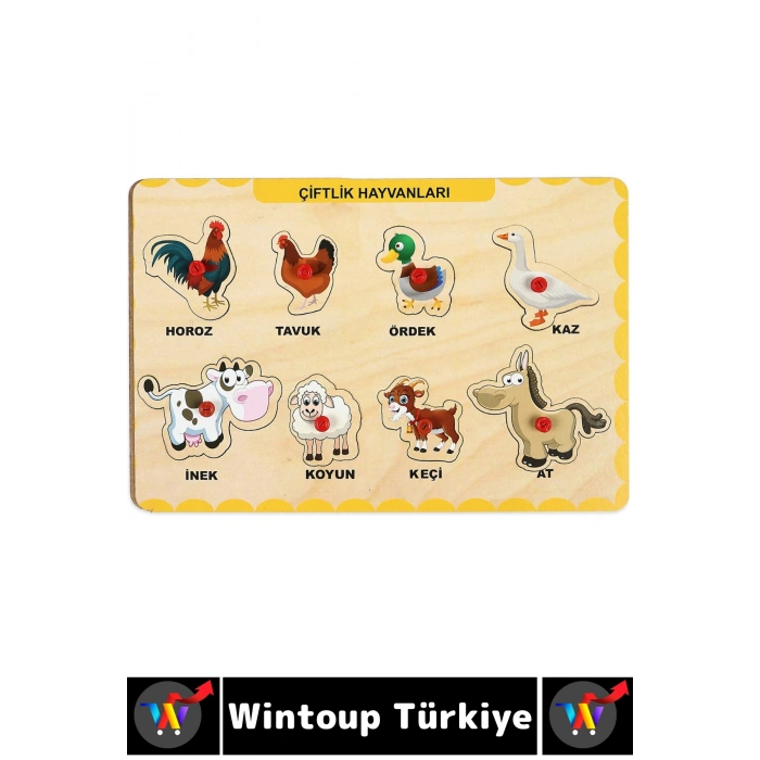 #Puzzle Eğitici Görsel Algı Deniz Çiftlik Vahşi Hayvanları Tanıma Ahşap Tutmalı Çocuk Puzzle Seti
