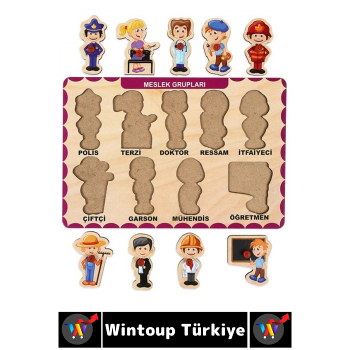 #Puzzle Eğitici Görsel Algı Meslekler Hava Kara Deniz Taşıtları Tanıma Ahşap Tutmalı Puzzle Seti