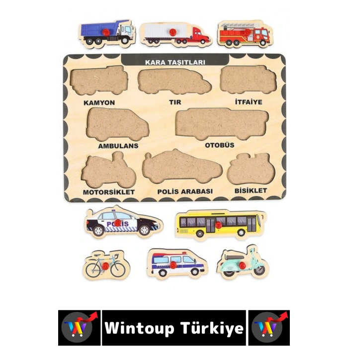 #Puzzle Eğitici Görsel Algı Meslekler Hava Kara Deniz Taşıtları Tanıma Ahşap Tutmalı Puzzle Seti
