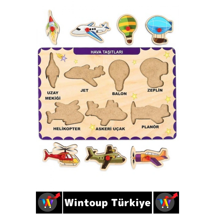 #Puzzle Eğitici Görsel Algı Meslekler Hava Kara Deniz Taşıtları Tanıma Ahşap Tutmalı Puzzle Seti