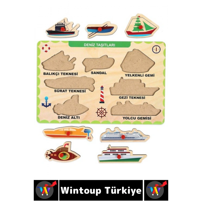 #Puzzle Eğitici Görsel Algı Meslekler Hava Kara Deniz Taşıtları Tanıma Ahşap Tutmalı Puzzle Seti