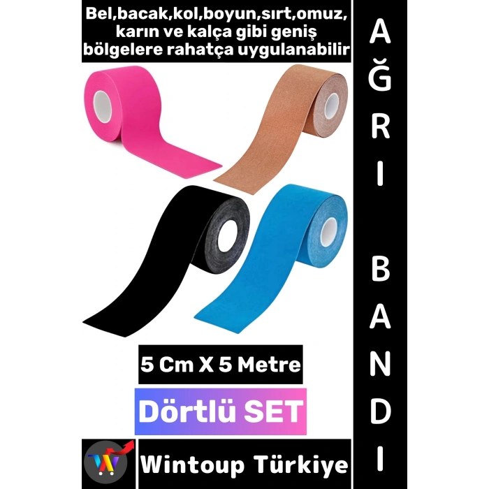 #AğrıBandı Uzun Süre Etkili Kas Bel Bacak Kol Boyun Sırt Omuz Karın Kalça Isı Ağrı Bandı Dörtlü SET