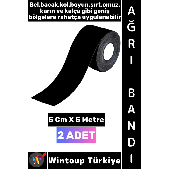 #AğrıBandı Uzun Süre Etki Kas Bel Bacak Kol Boyun Sırt Omuz Karın Kalça Siyah Isı Ağrı Bandı 2 Adet