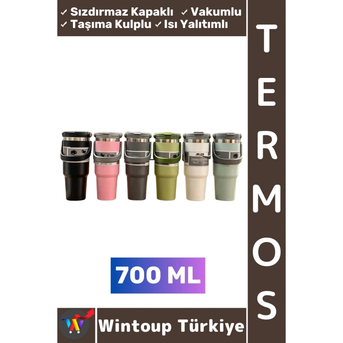 #Termos Kamp Outdoor Piknik Sızdırmaz Kapak Isı Yalıtımlı Taşıma Kulplu Vakumlu Mug Termos 700 ML