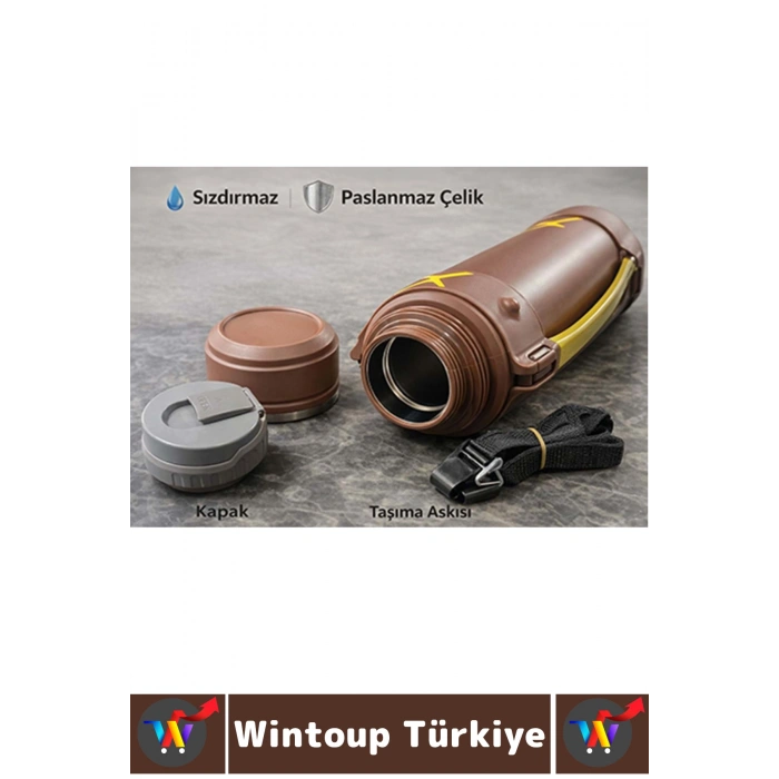 #Termos Kamp Outdoor Piknik Sızdırmaz Kapaklı Çift Katmanlı Vakumlu Taşıma Askılı Mug Termos 2500 ML