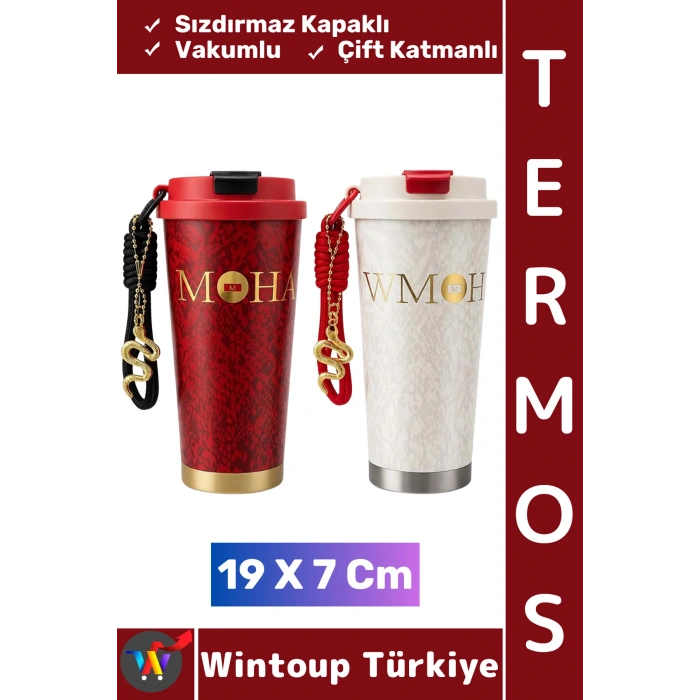 #Termos Kamp Outdoor Piknik Gündelik Sızdırmaz Kapaklı Çift Katmanlı Vakumlu Termos Bardak 19 X 7 Cm