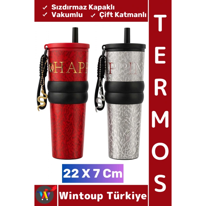 #Termos Kamp Outdoor Piknik Gündelik Sızdırmaz Kapaklı Çift Katmanlı Vakumlu Termos Bardak 22 X 7 Cm