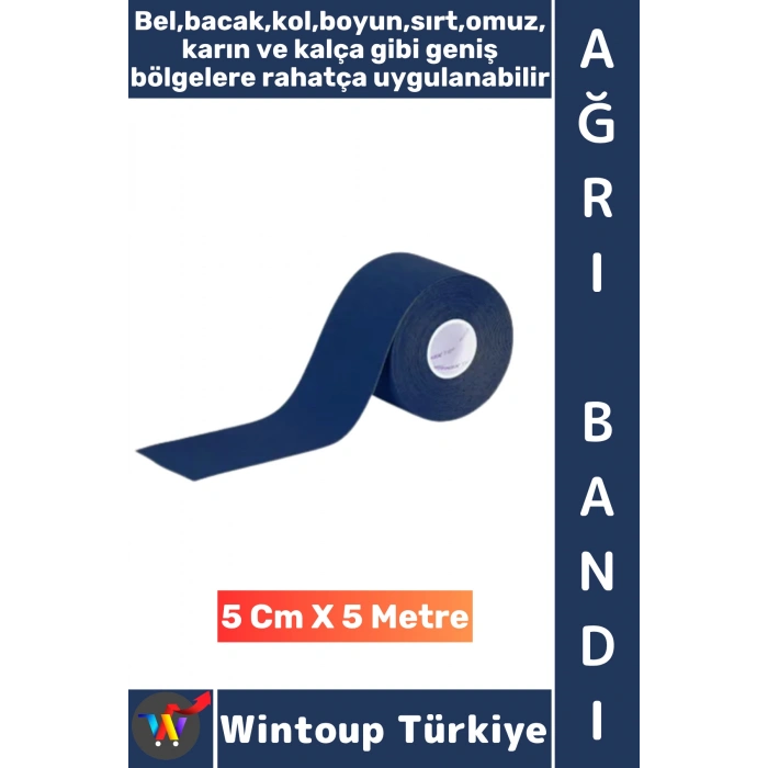 #AğrıBandı Uzun Süre Etki Kas Bel Bacak Kol Boyun Sırt Omuz Karın Kalça Lacivert Ağrı Bandı 5 Metre
