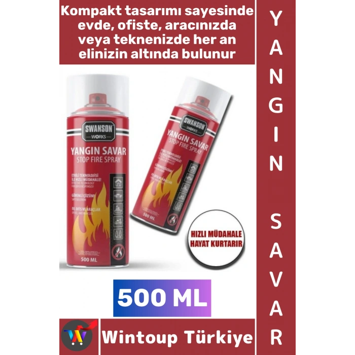 #YangınSavar Ev Ofis Otomobil Kamp Acil Durum Hızlı Müdahale Söndürme Tüpü Sprey Yangın Savar 500 ML
