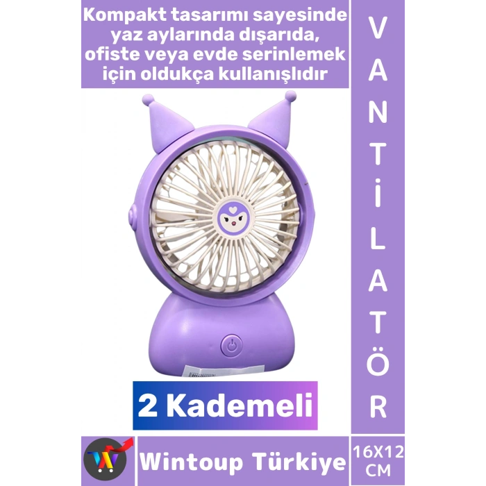#Vantilatör Kompakt Sessiz Hafif Kablosuz Taşınabilir Usb Şarjlı 2 Kademeli Masa El Fanı Vantilatör