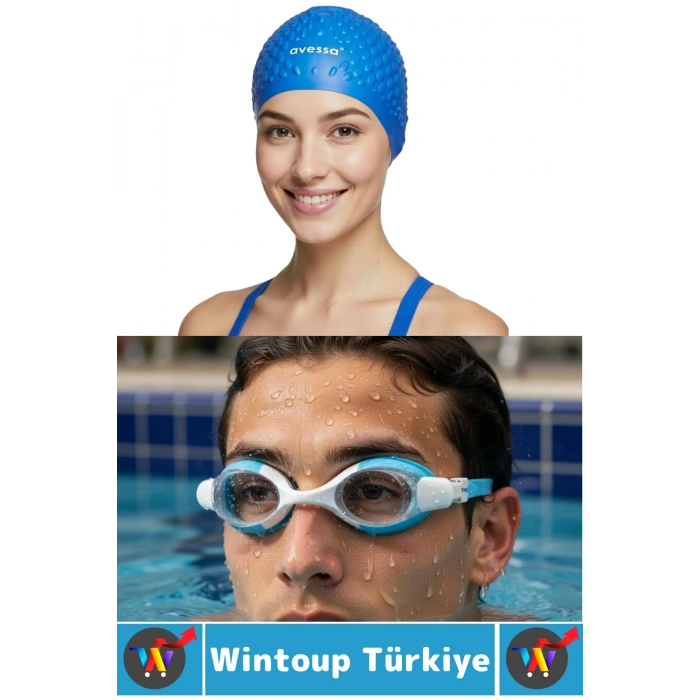 #YüzmeSeti Büyük Beden Silikon Bone Ayarlanabilir Su Geçirmez Buğu Önleyici Yüzücü Gözlüğü İkili Set