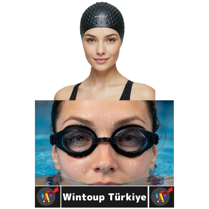#YüzmeSeti Büyük Beden Silikon Bone Ayarlanabilir Su Geçirmez Buğu Önleyici Yüzücü Gözlüğü İkili Set