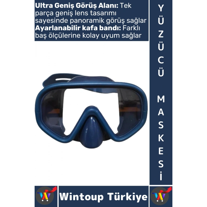 #Gözlük Konforlu Sızdırmaz Buğu Önleyici Ultra Geniş Görüş Ayarlanabilir Deniz Dalış Yüzücü Maskesi