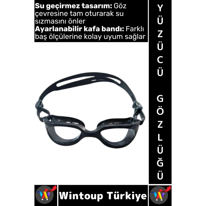 #Gözlük Ergonomik Konforlu Silikon Su Geçirmez Buğu Önleyen Ayarlanabilir Deniz Havuz Yüzücü Gözlüğü
