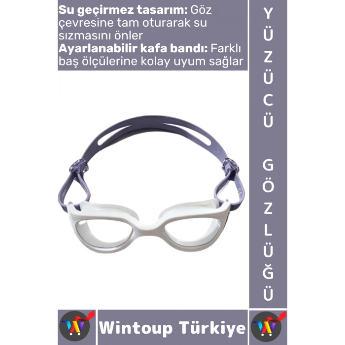 #Gözlük Ergonomik Konforlu Silikon Su Geçirmez Buğu Önleyen Ayarlanabilir Deniz Havuz Yüzücü Gözlüğü