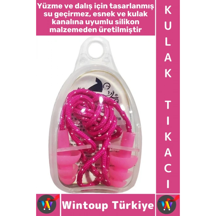 #Yüzme Su Gürültü Geçirmez Havuz Deniz Dalış Yüzme Saklama Kutulu İpli Esnek Silikon Kulak Tıkacı