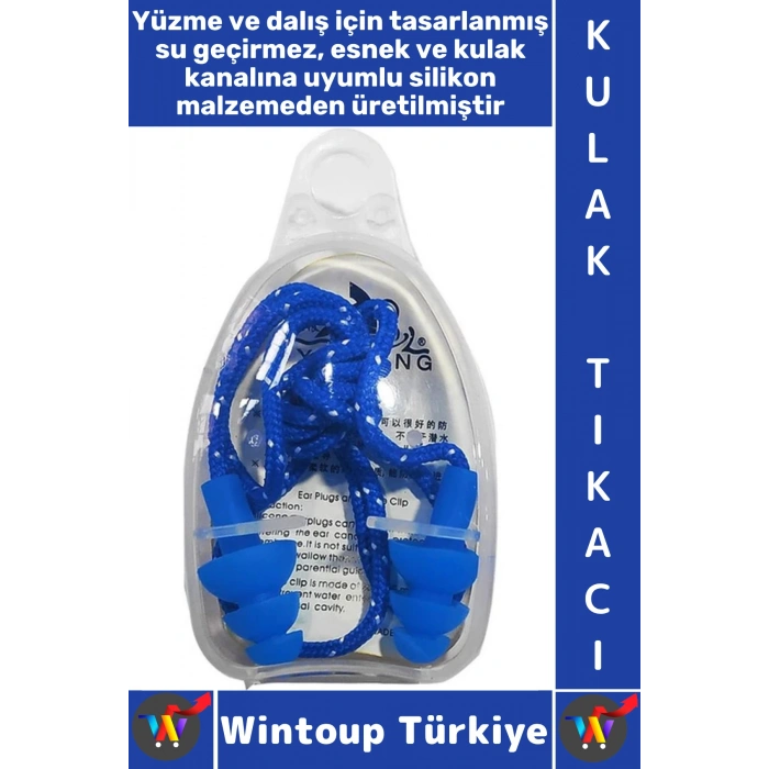 #Yüzme Su Gürültü Geçirmez Havuz Deniz Dalış Yüzme Saklama Kutulu İpli Esnek Silikon Kulak Tıkacı