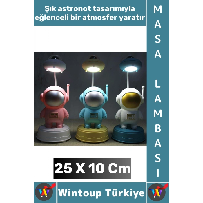 #Hediye Hediyelik Dekoratif Bebek Çocuk Odası Aydınlatma Astronot Tasarımlı Masa Lambası 25 X 10 Cm