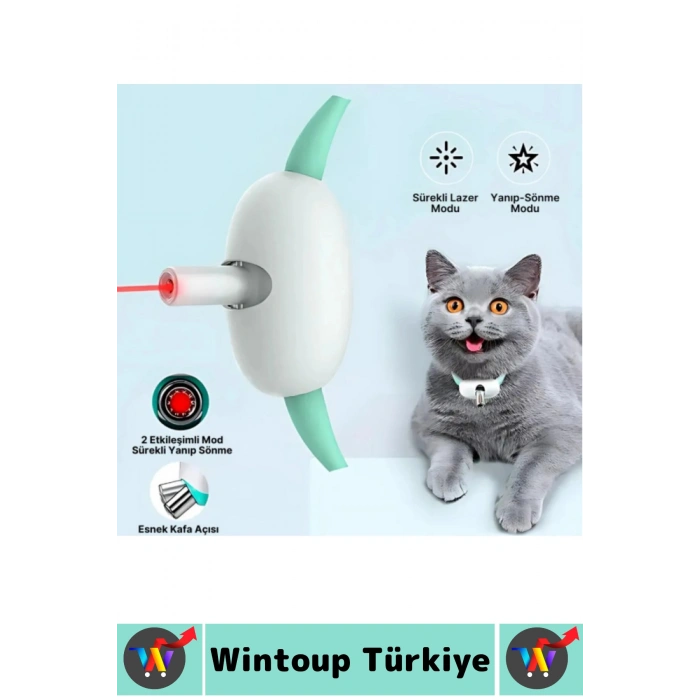 #Tasma Esnek Kafa Açılı Ayarlanabilir Silikon Kayış 2 Modlu Şarjlı Otomatik Lazer Kedi Oyun Tasması