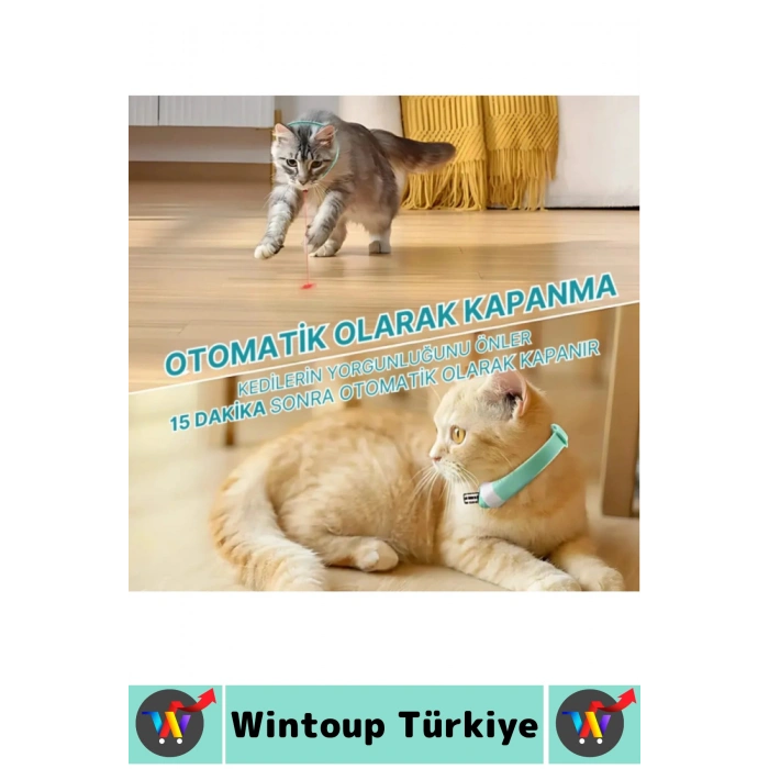 #Tasma Esnek Kafa Açılı Ayarlanabilir Silikon Kayış 2 Modlu Şarjlı Otomatik Lazer Kedi Oyun Tasması