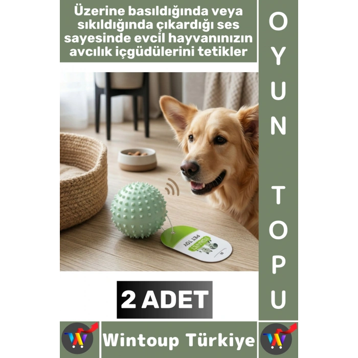 #Pet Evcil Hayvan Küçük Irk Köpek Avcılık Masaj Diş Kaşıma Sesli Dikenli Kedi Oyuncağı Topu 2 Adet