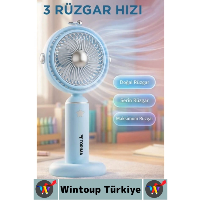 #Vantilatör Sessiz Yoğun Üflemeli 3 Kademeli Döner Başlıklı Şarjlı Mini Masa El Fanı Vantilatör