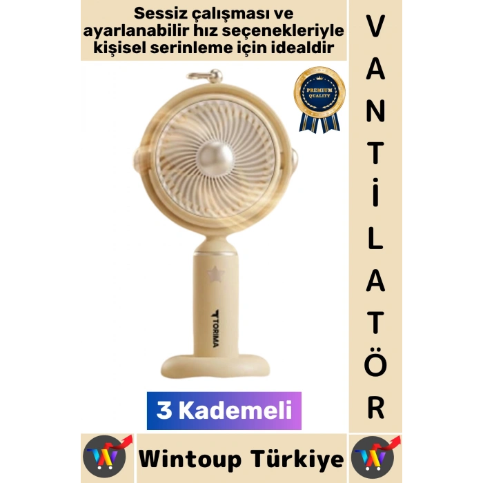 #Vantilatör Sessiz Yoğun Üflemeli 3 Kademeli Döner Başlıklı Şarjlı Mini Masa El Fanı Vantilatör