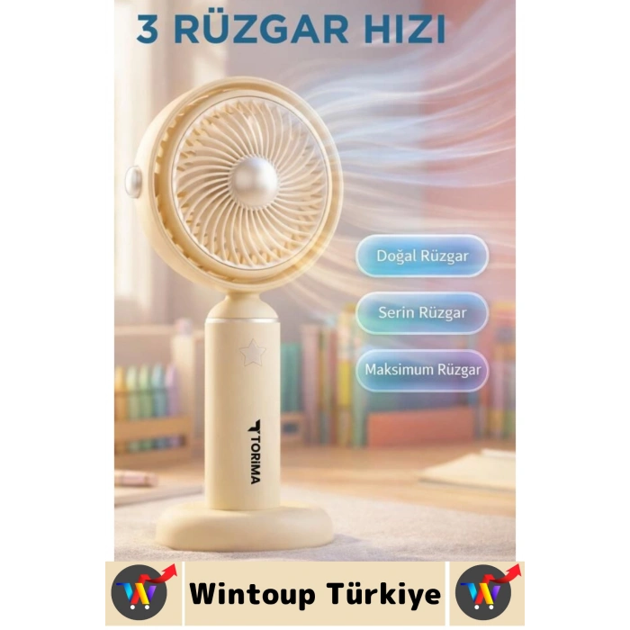 #Vantilatör Sessiz Yoğun Üflemeli 3 Kademeli Döner Başlıklı Şarjlı Mini Masa El Fanı Vantilatör