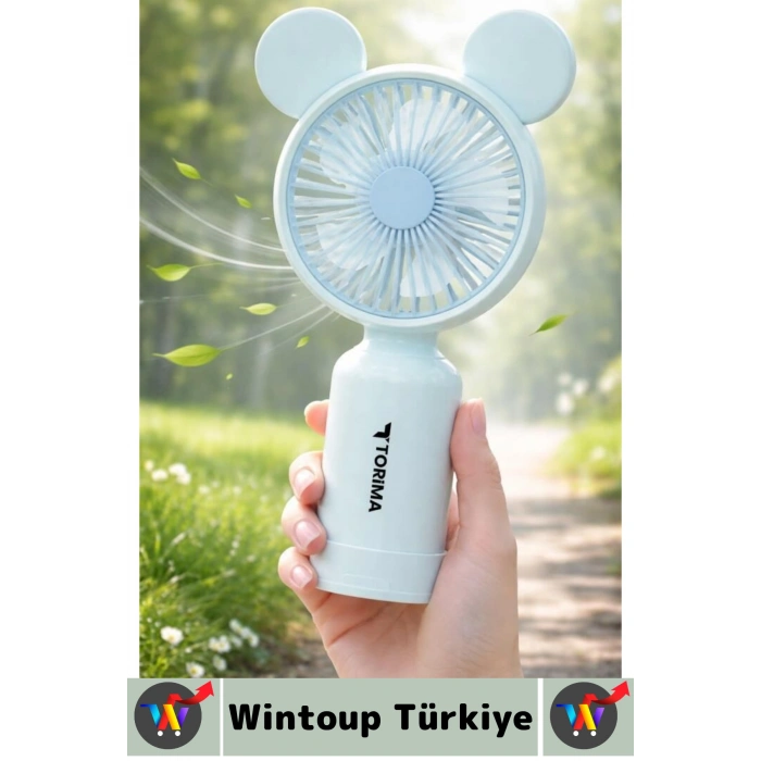 #Vantilatör Sessiz Yoğun Üfleme Sevimli Ayıcık Kulaklı 2 Kademeli Şarjlı Mini Masa Üstü Vantilatör