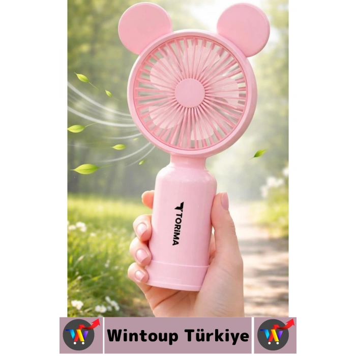 #Vantilatör Sessiz Yoğun Üfleme Sevimli Ayıcık Kulaklı 2 Kademeli Şarjlı Mini Masa Üstü Vantilatör