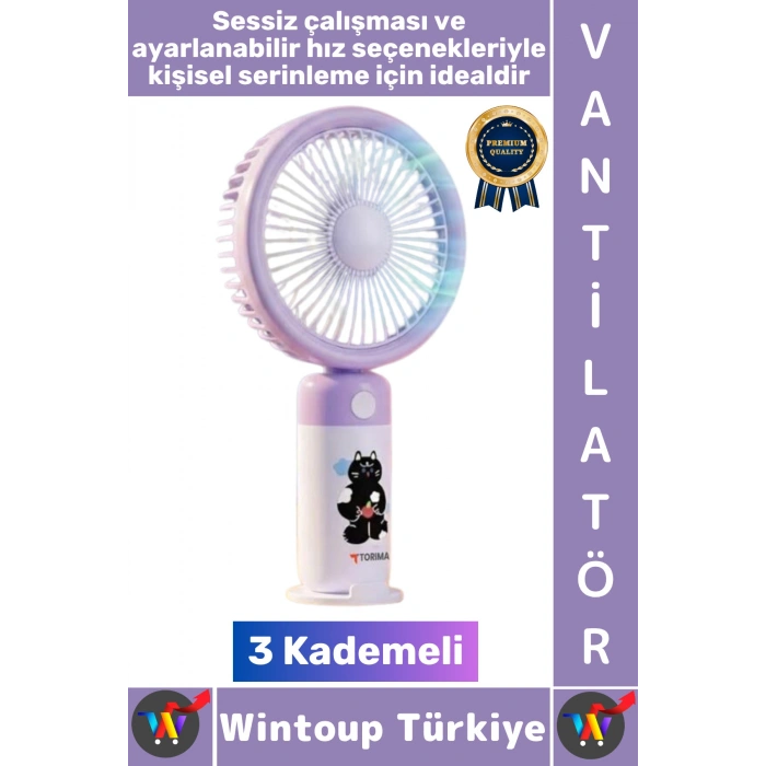 #Vantilatör Kompakt Sessiz Yoğun Üfleme Stantlı 3 Kademeli Şarjlı Mini El Masa Üstü Fanı Vantilatör