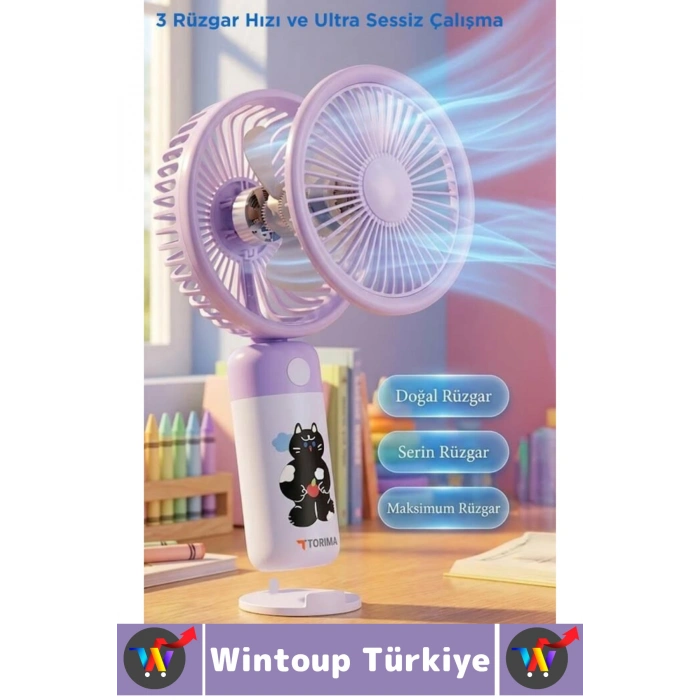 #Vantilatör Kompakt Sessiz Yoğun Üfleme Stantlı 3 Kademeli Şarjlı Mini El Masa Üstü Fanı Vantilatör