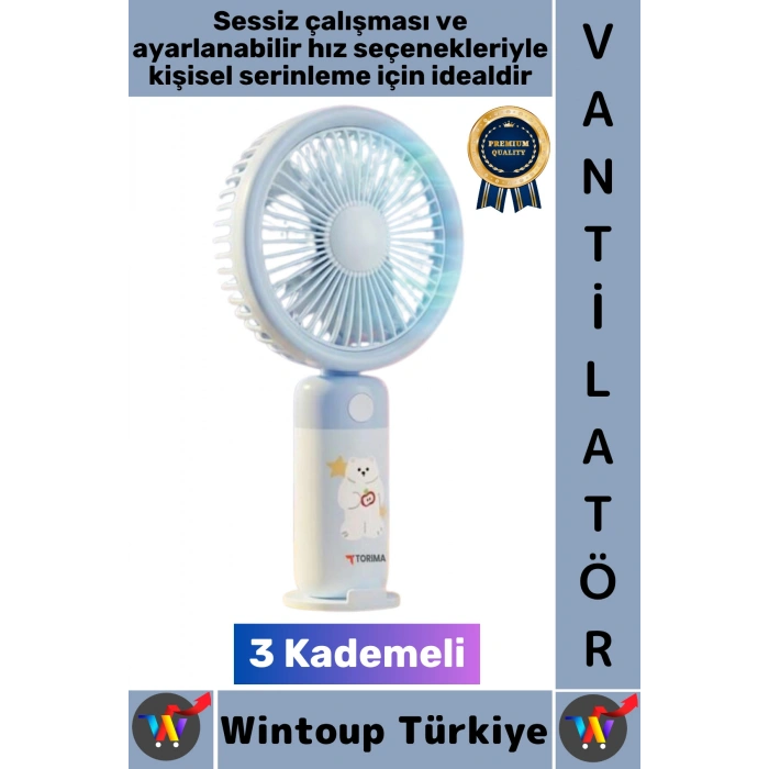#Vantilatör Kompakt Sessiz Yoğun Üfleme Stantlı 3 Kademeli Şarjlı Mini El Masa Üstü Fanı Vantilatör