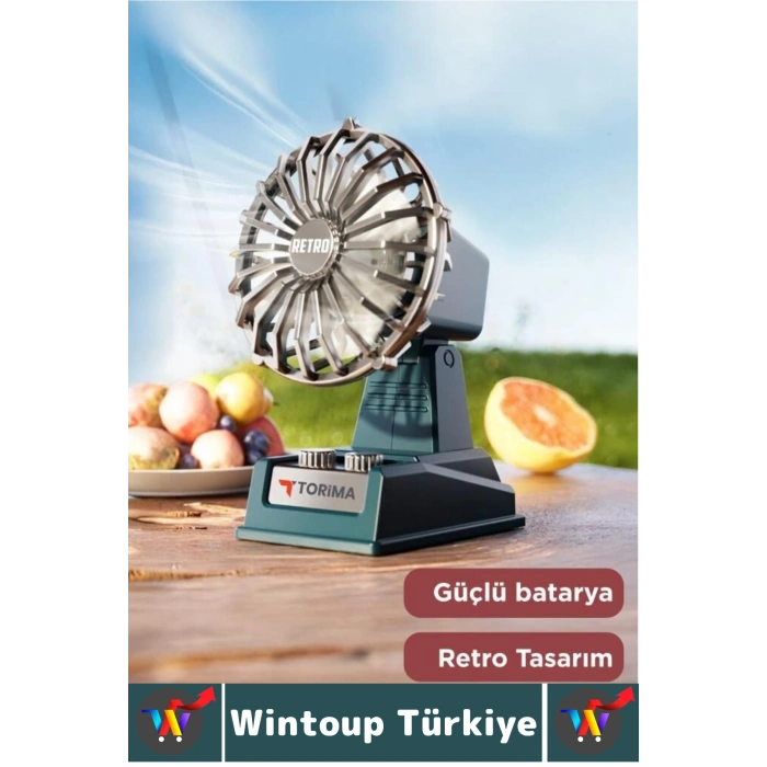 #Vantilatör Kompakt Sessiz Çalışma Yoğun Üfleme Retro 2 Kademeli Şarjlı Mini Masa Üstü Vantilatör