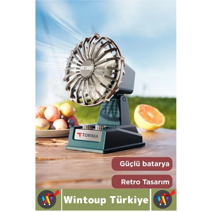 #Vantilatör Kompakt Sessiz Çalışma Yoğun Üfleme Retro 2 Kademeli Şarjlı Mini Masa Üstü Vantilatör